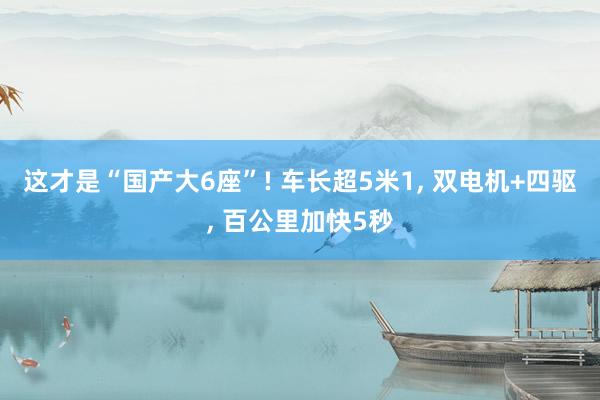 这才是“国产大6座”! 车长超5米1, 双电机+四驱, 百公里加快5秒