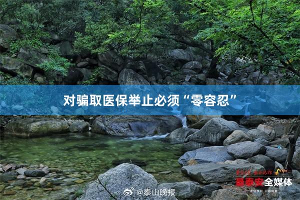 对骗取医保举止必须“零容忍”