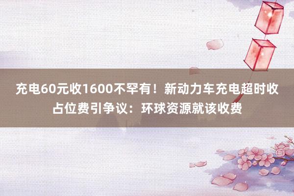 充电60元收1600不罕有！新动力车充电超时收占位费引争议：环球资源就该收费