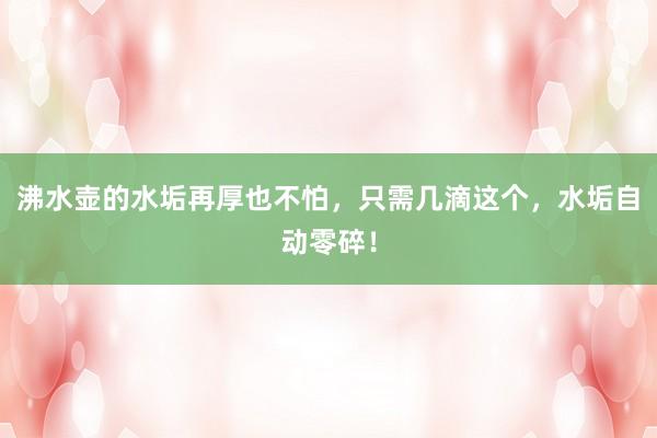 沸水壶的水垢再厚也不怕，只需几滴这个，水垢自动零碎！