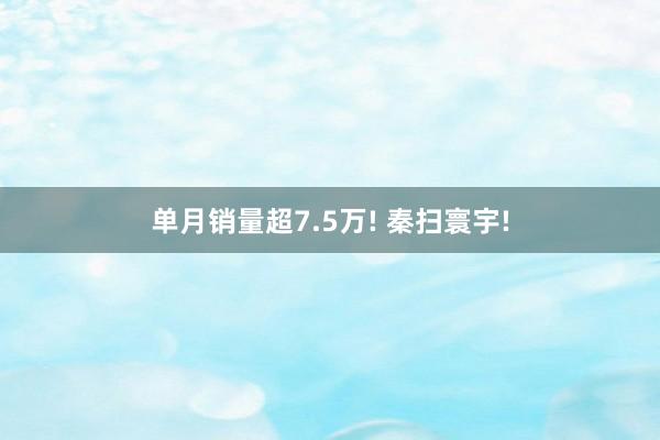 单月销量超7.5万! 秦扫寰宇!
