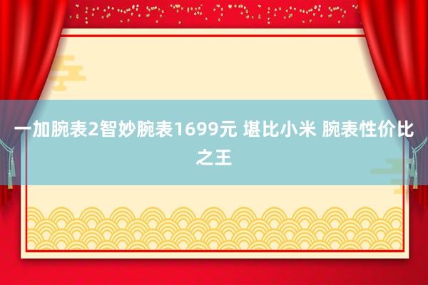 一加腕表2智妙腕表1699元 堪比小米 腕表性价比之王