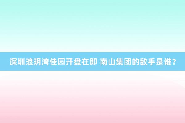 深圳琅玥湾佳园开盘在即 南山集团的敌手是谁？