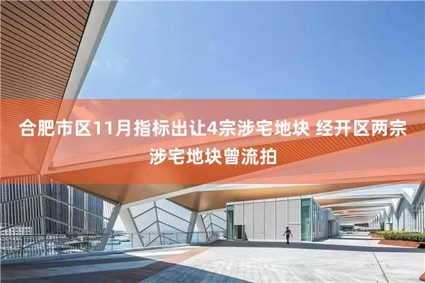合肥市区11月指标出让4宗涉宅地块 经开区两宗涉宅地块曾流拍