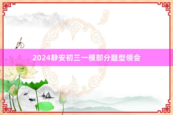 2024静安初三一模部分题型领会